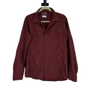 Columbia Omni Shade Long Sleeve Burgundy SPF Button Down Shirt Size L